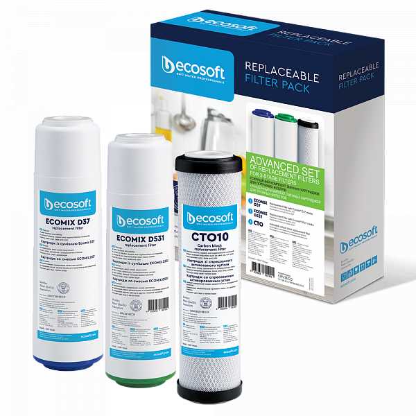 Комплект картриджів Ecosoft покращений для потрійного фільтра CRV3ECO